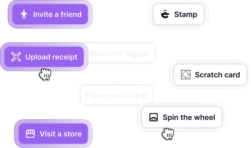 NeoDay campaign options: invite, receipt, visit, scratch, spin